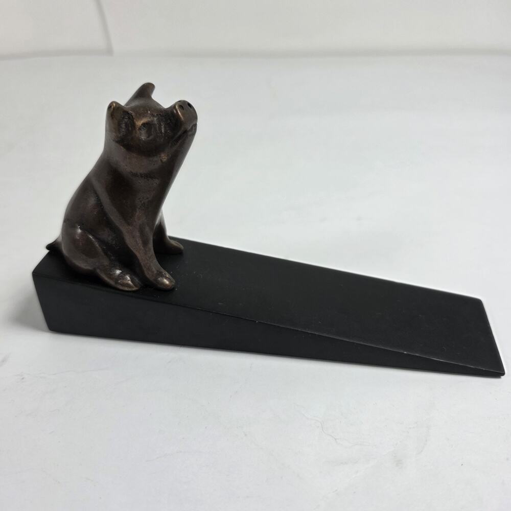 Metal Pig Door Stop Doorstop Wedge Cast Iron Cottagecore Animal Figurine